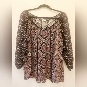 Skies are Blue Plus Size Paisley Boho Top 2X